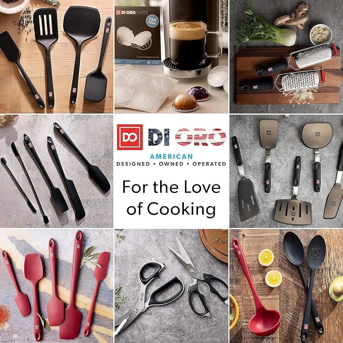 All New DI ORO 6-Piece Silicone Spatula Set - Rubber Kitchen Utensils for Baking, Cooking & Mixing - Heat-Resistant 600°F BPA Free Spatulas for Nonstick Cookware - Dishwasher Safe (Black)