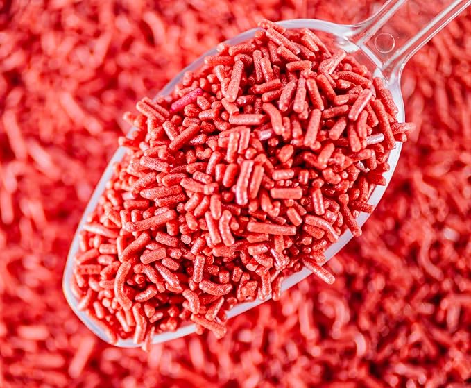 SHIMMER PEARLIZED RED SPRINKLES- Jimmies, Cupcakes,Cookies,Cakes Decorating, Topper, Bulk Candy,Dairy Free, Nut Free, Gluten Free, Soy Free, Vegan, Egg Free, Kosher,