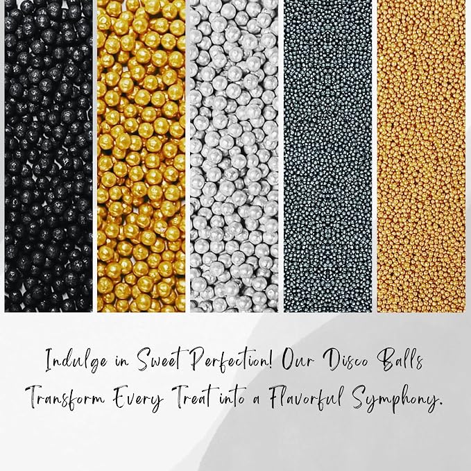 Confect Edible Galaxy Sprinkles | Sprinkles for Cakes & Cupcakes Decoration | pack of 5 Mix Black, Champagne Gold, Sliver, Grey & Golden Pearl | Vegan, Gluten-Free, Nut-Free, Soy-Free, Dairy-Free, Palm Oil-Free- 5 Oz