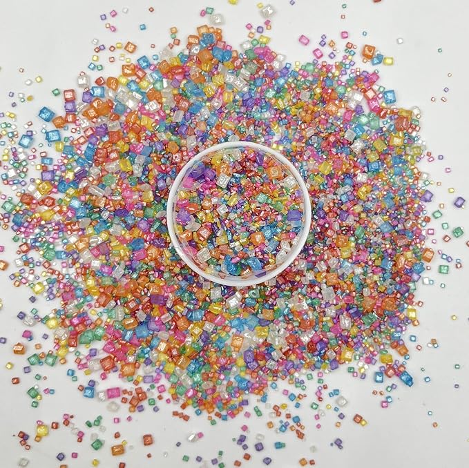 Sentovac Rainbow Diamonds Crystal Sprinkles | Edible Cake Cupcake Sprinkles 1 Bottle 3.53oz/ 100g | for Wedding Party Baking Cupcake Cookie Ice Cream Decoration Supplies