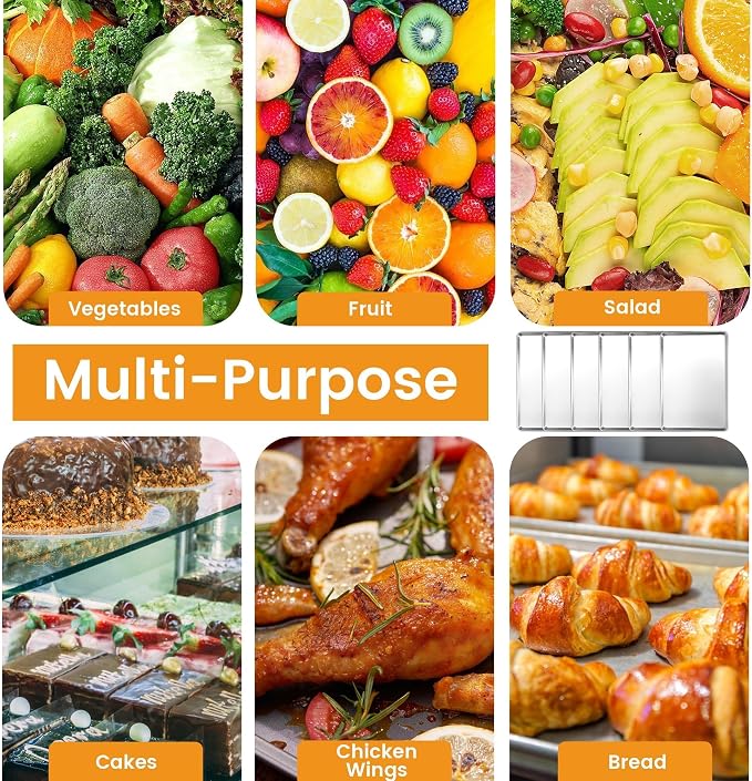 6 Pack Half Size Aluminum Baking Sheet Pan, 18 x 13 in | NSF, Aluminum Commercial Cookie Sheets, Non-Stick, Oven Safe Up to 500℉