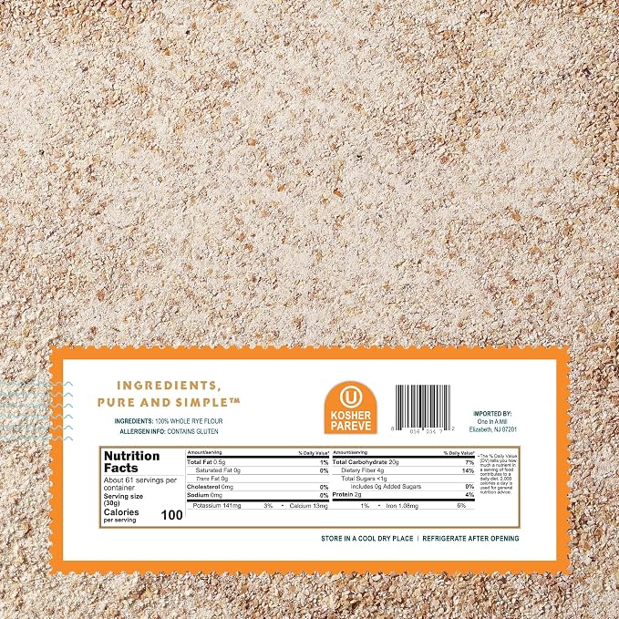 One in a Mill Whole Rye Flour 4LB |100% All-Natural Unbleached Pre-sifted Bread Flour for Baking Cakes, Pie Crusts & Artisan Doughs