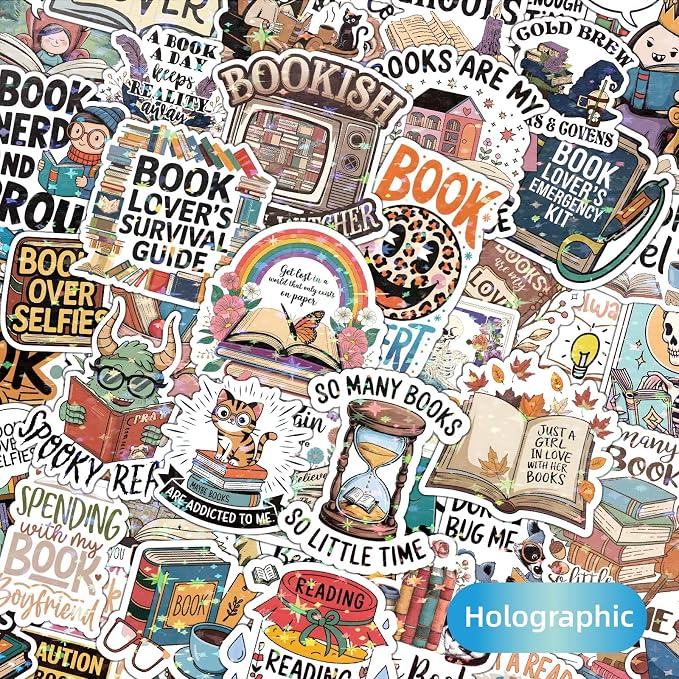 300+ PCS Book Stickers Pack for Kindle Water Bottle Laptop - Waterproof Vinyl Scrapbook Journaling Supplies Cute Bookish Stickers Gift Book Lovers Booktok Accessories (Book Stickers)
