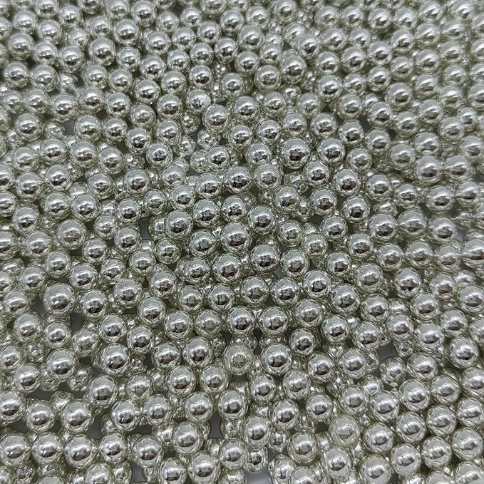 Edible Silver Pearl Sugar Sprinkles Candy 4mm Mini Pearls Cake Decorations Cupcake Toppers Cookie Decorating Perfect for Wedding Party Valentine Halloween Christmas Supplies 3OZ