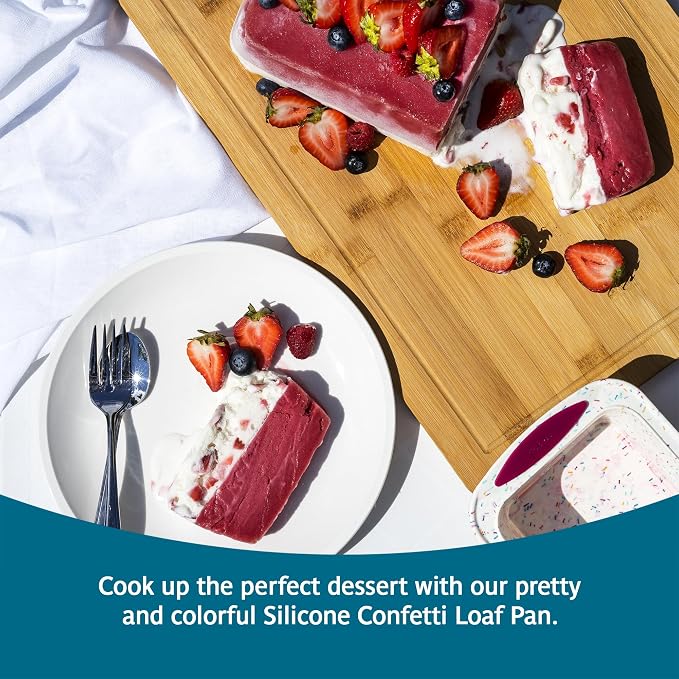 Trudeau 05118555 Structure Loaf Pan Silicone Bakeware, Medium, Confetti White