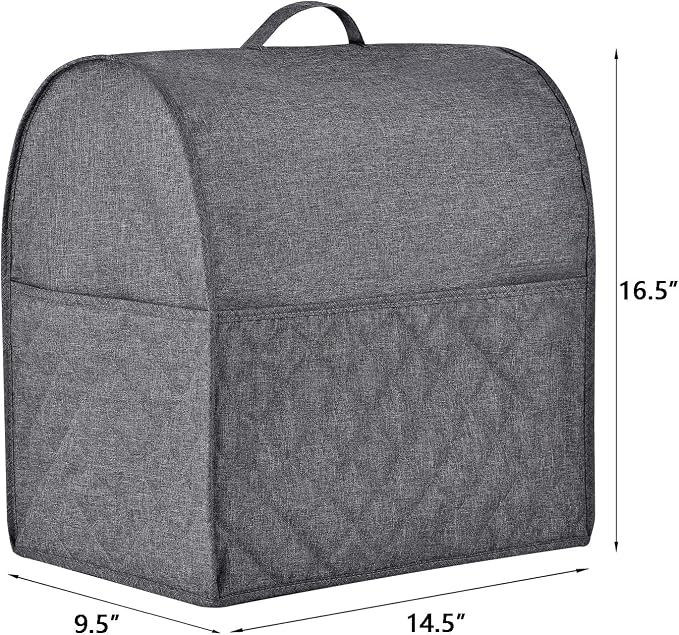 Stand Mixer Dust-proof Cover for KitchenAid Mixer,Multi Pockets for Various Kitchen Appliance Accessories,Water-resistant,Easy Cleaning (Grey, Fit for Bowl Lift 5-8 Quart)