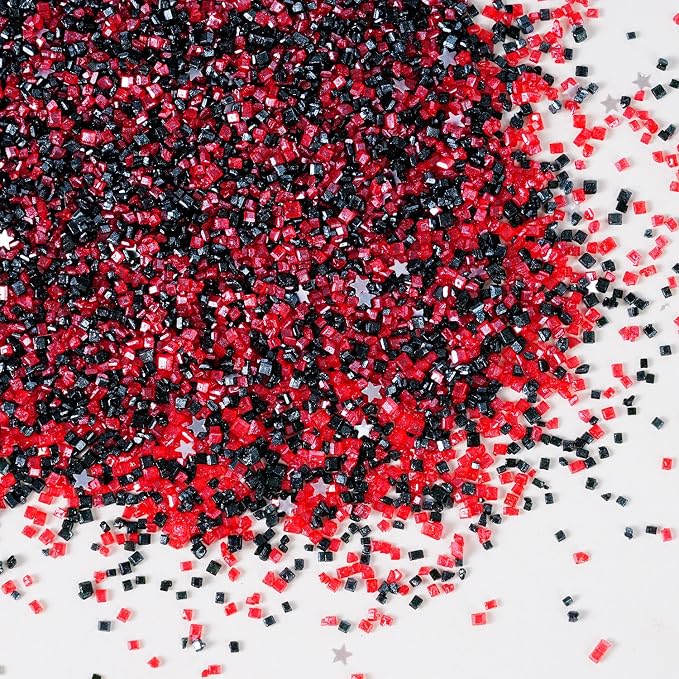 Cobakey Sanding Sugar Edible Glitter Stars Mix, Sugar Sprinkles for Cake Decorating, Sparkling Sanding Sugar for Halloween Holiday Cupcake Cookie Decorations Wedding Party Celebrations Halloween