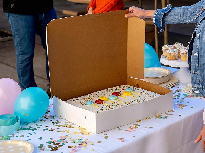 Southern Champion Tray 1029 Premium Clay Coated Kraft Paperboard White Non-Window Sheet Cake and Utility Box, 19" Length x 14" Width x 4" Height, 1/2 Sheet (Case of 50)