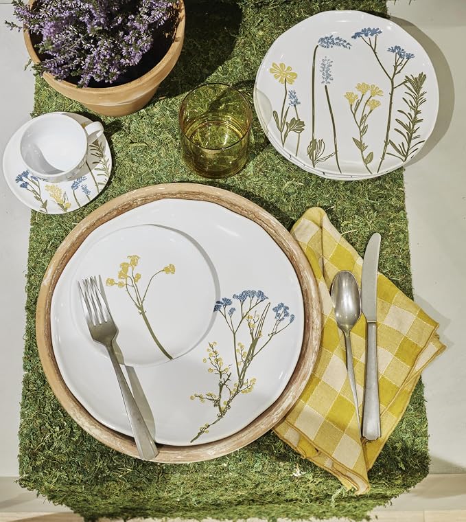 Lenox Dinnerware Set, Wildflowers Tidbit Appetizer Plates Set Of 4, Service For 4, Dessert Plates, Small Plate 6 Inch, Snack Plate, Stoneware, Dishwasher Safe, 6-Inch Diameter (Assorted, 4 Piece)