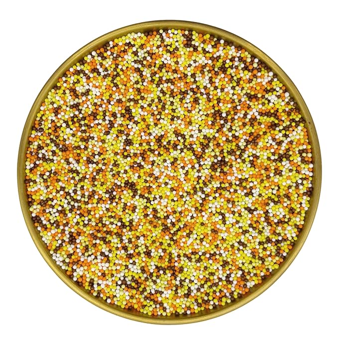 Edible Brown & Orange & Yellow & White Sprinkles Candy 2mm Mini Pearls Cake Decorations Cupcake Toppers Cookie Decorating Perfect for Wedding Party Valentine Halloween Christmas Supplies 3OZ