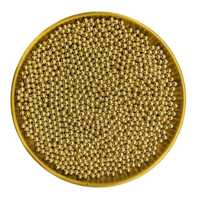 Dynastang 4mm Super Gold Pearls Sprinkles Edible Pearls Cake Decorating Stars Cake Decorations Cupcake Toppers Cookie Decorating Perfect for Cakes, Cupcakes, Desserts Toppings 3OZ