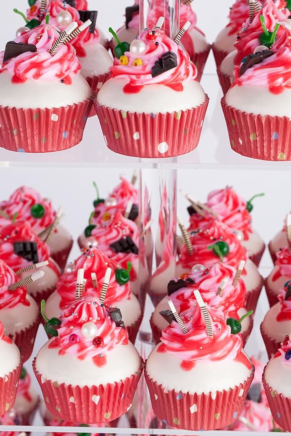 YestBuy 4 Tier Acrylic Cupcake Stand with 6“ Between Two Layers, Clear Cupcake Tower Stand for 50 Cupcakes, Cupcake Holder for Birthdays, Weddings, Baby Showers and Candy Bar