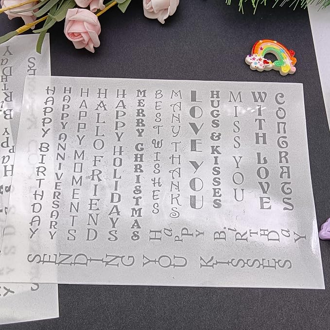 5" x 7"-3pc Vertical Sentiments Love You Foil Transfer Sticker Paper for Handmade Card Making Scrapbooking and Album Journal Invitation Decoration Metallic Hot Foil Transfer Printing Adhesive Sheets