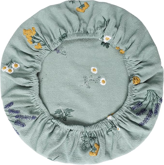 Reusable Bowl Covers for Bread Proofing Baking Embroidered Linen Cotton Cloth Fabric Washable with Elastic Cover for Food Fruit Salad Eco-friendly