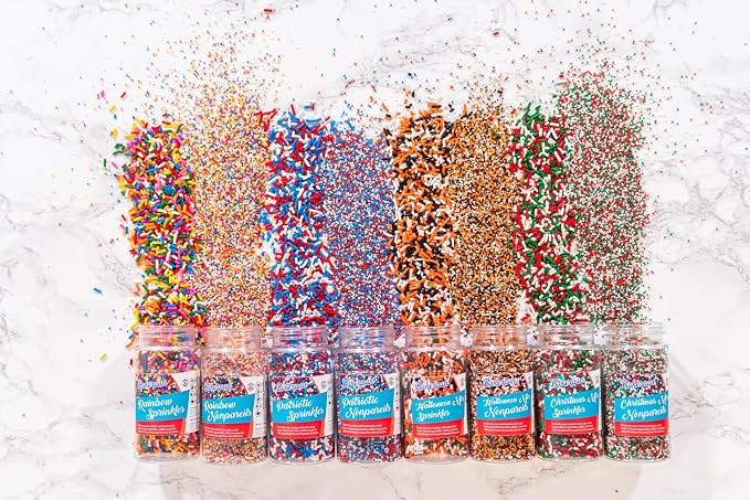 Bakerpan Christmas Nonpareils Sprinkles - 7 Ounces Christmas Sprinkles for Cake Decorating - Edible Nonpareils for Cupcakes, Ice Cream, Cake Decorations (Made in USA)