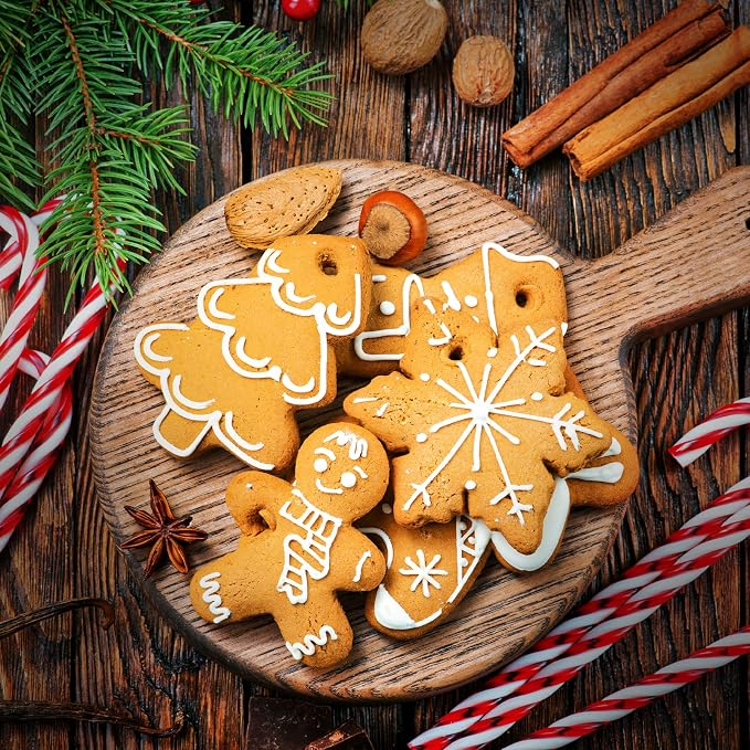 Christmas Cookie Cutter Set - 8 Piece Holiday Cookies Molds with Comfort Grip for Xmas Party Supplies/Favors - Including Glove, Snowman, Gingerbread Man, Star, Snowflakes, Christmas Tree, etc
