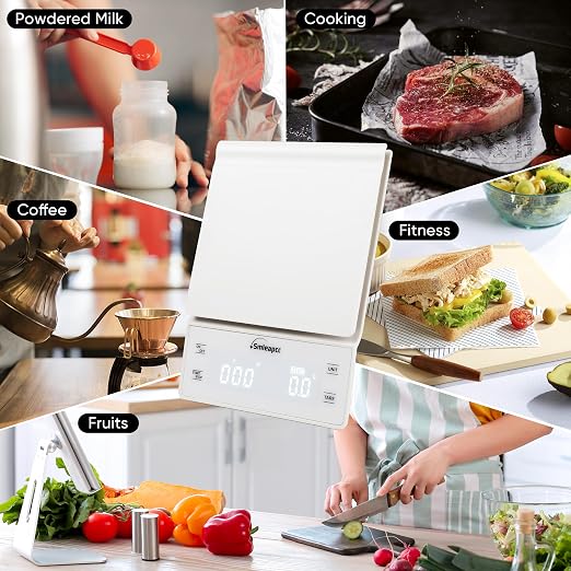 Food Scales for Kitchen,0.1g/3kg High Precision Small Multifunctional Digital Kitchen Food Scale,Digital Accurate Coffee Scale (White)