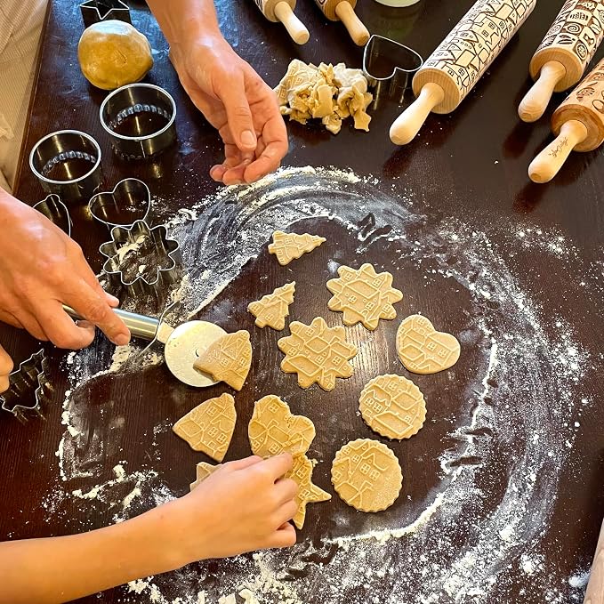 WILD POPPY Embossing Rolling Pin with Flowers Pattern. Dough and Clay Roller for Embossed Cookies and Pottery. Cookie and Ceramic Stamp. Backing Gifts for Women by Algis Crafts