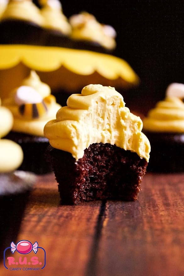 Bees Cake Decorations- Bumble Bee Shaped Edible Hard Sugar Decorations, 24 pcs by R.U.S. Candy Company