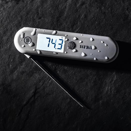 ThermoWorks SIZZLE Digital Meat Thermometer – Instant Read in 2 Seconds, Waterproof, Folding Probe with Magnetic Back, Auto-Rotating Backlit Display, for Cooking Food, Grill & BBQ - Cayenne Pepper Red