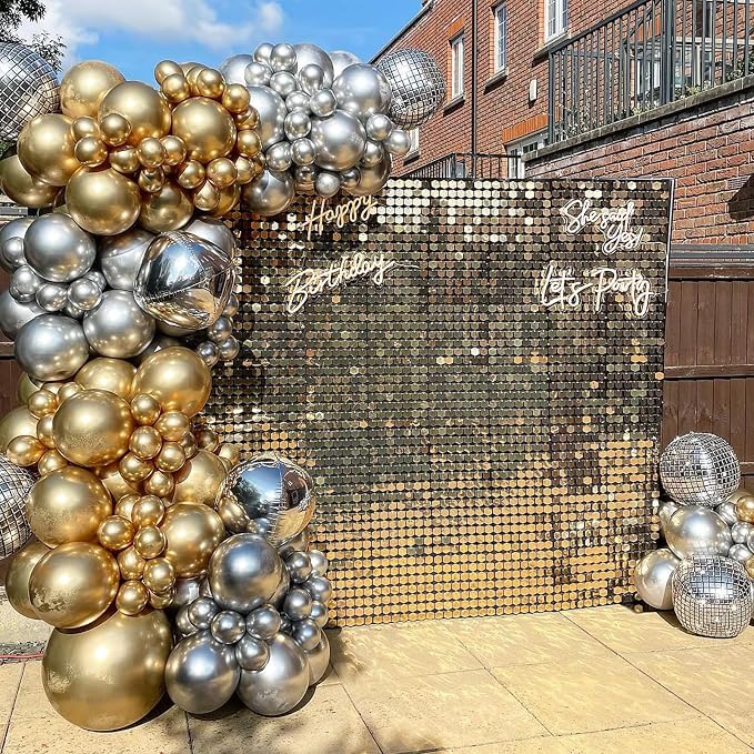 Jobkoo Gold Balloons 12 Inch 100 Pack, Metallic Gold Balloons Chrome Gold Metallic Balloon Shiny Matte Golden Latex Balloons for Birthday Graduation Anniversary Baby Shower Wedding Party Decorations