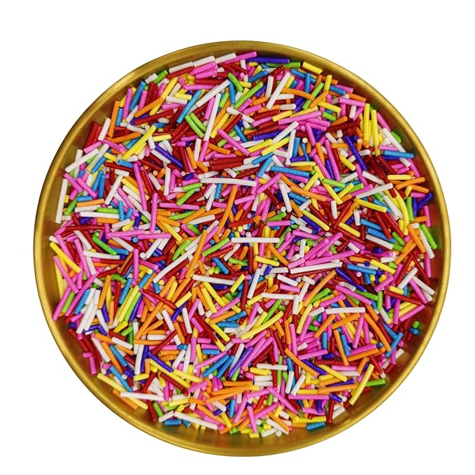 Rainbow Jimmy Sprinkles Edible Mix Size Jimmies Cake Decorations Soft Jimmies for Topping Ice Cream, Cookies, Cakes, Wedding Party, Valentine Christmas Supplies 3OZ