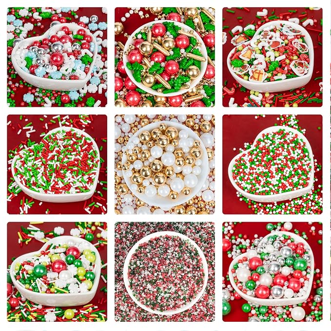 Edible Sanding Sugar Sprinkles,150g,Edible Red Green and White Sprinkle for Cake Decorating,Colored Crystals Sprinkle Mix for Cookies,Donuts,Ice Cream,Fondant Cake,Caramel Apples,Cupcakes Decoration Topper,Desserts,Wedding Birthday Party Supplies