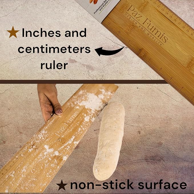 Baguette Transfer Peel by Paz Fumis Design - Baguette Flipping Board -18 inch - French Bread Baking - Bread Peel. Design and Quality by Paz Fumis