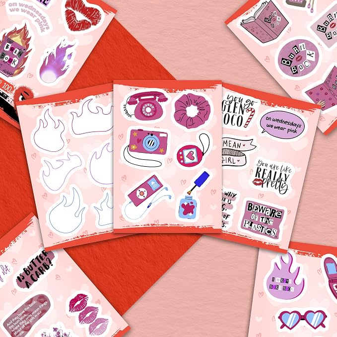 100Pcs Burn Book Stickers for Water Bottle, Laptop - MEA Girls Stickers, Burn Book Party Supplies & Decorations, Merch, Gifts for Women & Men