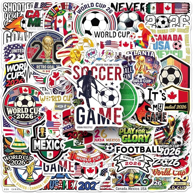 Soccer Stickers,50pcs World Cup Football Birthday Party Decorations Round Soccer Ball Goal Trophy Label Stickers Sports Game Party Favors Gift Bag Packaging Envelope Sealing Supplies (Soccer 4)