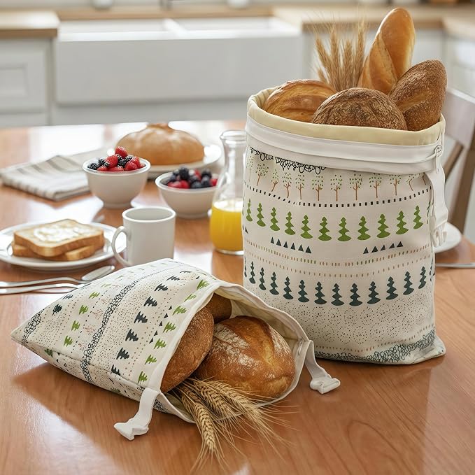 Large Reusable Beeswax Bread Bags for Sourdough Homemade | 17"x13" XL Beeswax Bread Bags Keeps Fresh Longer Cloth BreadBags 2 PACK