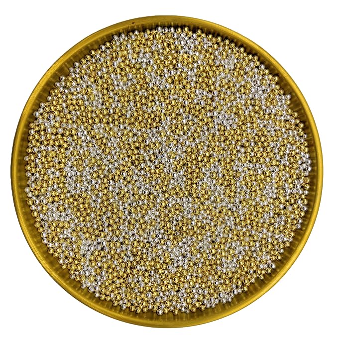 Dynastang 2mm Super Gold & Silver Pearls Sprinkles Edible Pearls Cake Decorating Stars Cake Decorations Cupcake Toppers Cookie Decorating Perfect for Cakes, Cupcakes, Desserts Toppings 3OZ