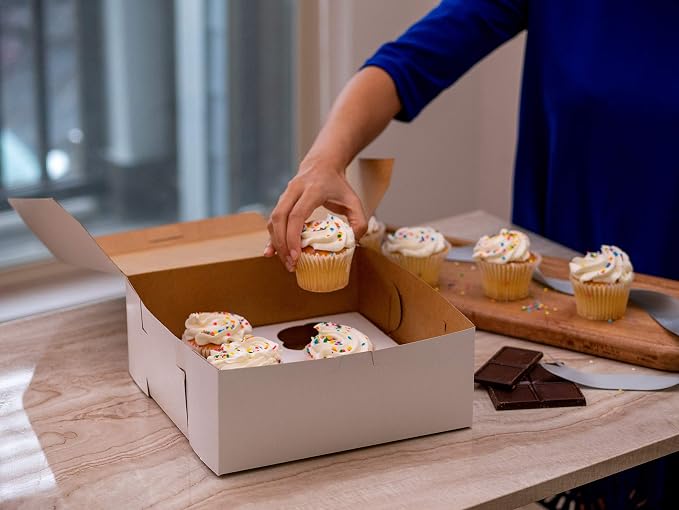 SCT White One-Piece Non-Window Bakery Boxes, 12 x 12 x 5, White, Paper, 100/Carton | White, Paper, Southern Champion 0987, Made in USA