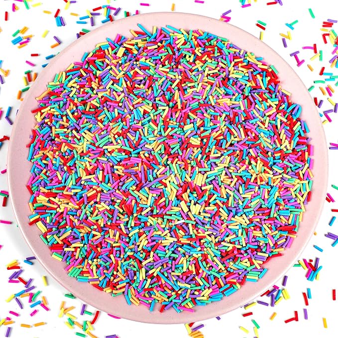 DIYASY 180g Fake Sprinkles, 6.35 oz Non-Edible Resin Sprinkles Faux Plastic Candy Sprinkle Polymer Clay Slices for Nail Art DIY Crafts Cake Phone Case