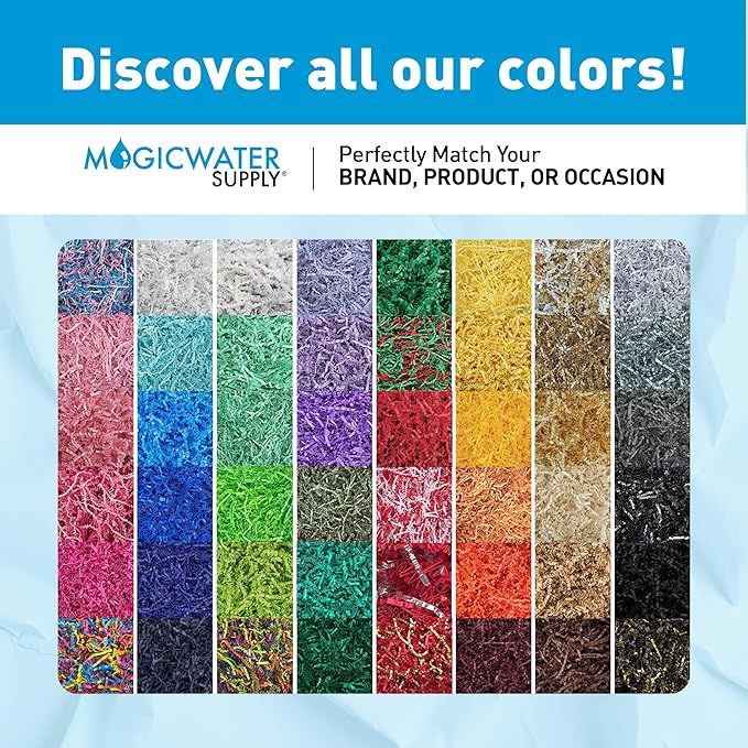 MagicWater Crinkle Cut Paper for Gift Baskets - 2LB - Sky Blue - Perfect for Shredded Paper Filler, Basket Filler, Gift Boxes, Bridesmaid Gifts, Christmas Stuffers & More – Ideal for All Occasions