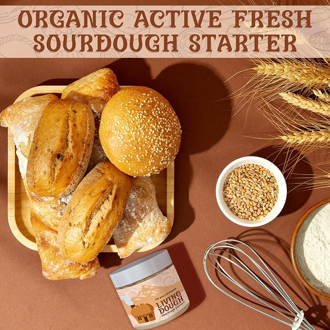 Living Dough -100 Year Old Alaska Sourdough Starter Culture - Active & Live Organic Sourdough Starter for Baking - For Artisan Bread, Pizza Dough, Waffles & More