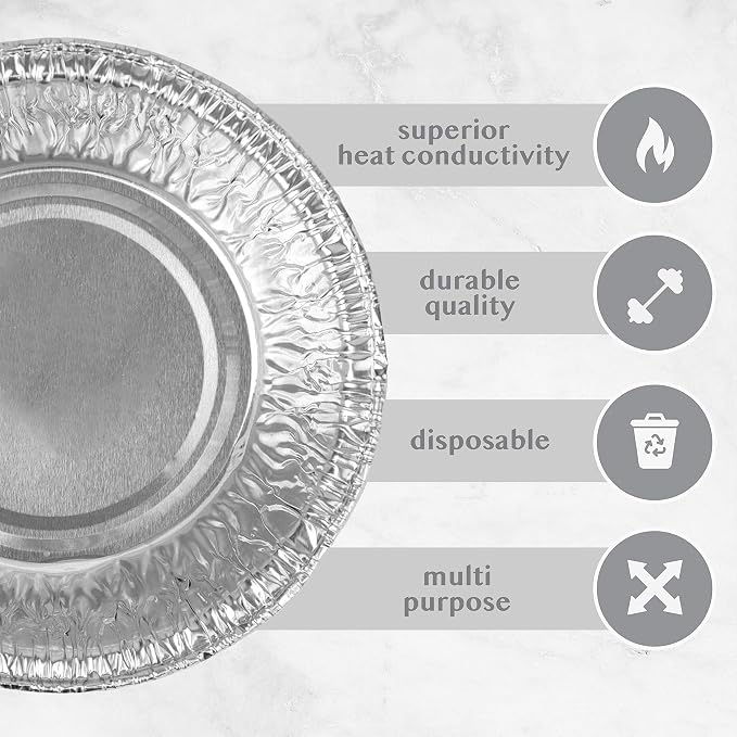 PLASTICPRO 4.5'' Inch Round Tin Foil Pans Disposable Aluminum, Freezer & Oven Safe Pack of 20