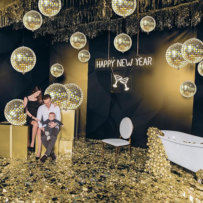KatchOn, Gold and Silver Disco Ball Balloons - Big 22 Inch, Pack of 6 | 4D Sphere Balloons, Disco Party Decorations | 70s Party Disco Ball Decoration, 2026 Graduation Decorations, Engagement Wedding