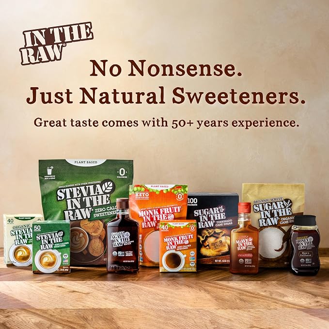 MONK FRUIT IN THE RAW, Natural Monk Fruit Sweetener w/Erythritol, Sugar-Free, Keto, Gluten Free, Zero Calorie, Low Carb, Vegan Sugar Substitute, 40 Count Packets (Pack of 2)