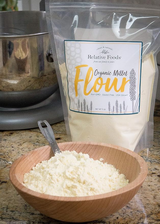 Millet Flour 3 pounds USDA Organic, certified gluten free, sourced 100% from the USA dry milled with no additives