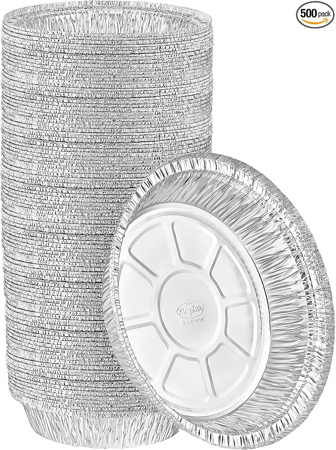 Nicole Home Collection Aluminum Pans 9” Round Disposable Foil Pans (500 Pack) – 9 Inch Round Disposable Takeout Pans