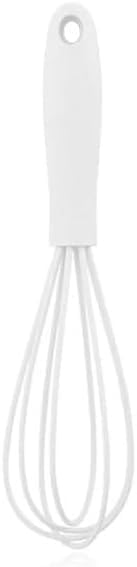 1Pc Mini Silicone Whisk, 6.7inch Non-Scratch Non-Stick, Milk and Egg Beater Blender, Hand Egg Mixer, Kitchen Tool for Cooking, Baking, Mixing, Stirring, Kitchen Utensils (White)