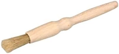 Tredoni 0.6" Round Wooden Pastry Baking Brush Natural Bristles - Dusting Flour, Glazing & Basting Dough, Batter Egg/Oil Spreading Brush 1.5cm (Round)
