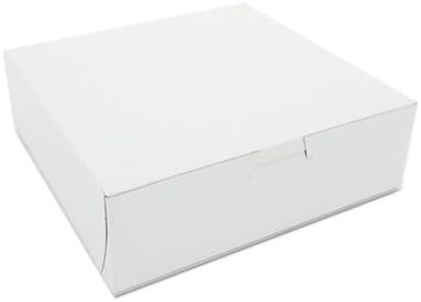 Southern Champion Tray 0933 Premium Clay Coated Kraft Paperboard White Non-Window Lock Corner Bakery Box, 8" Length x 8" Width x 2-1/2" Height (Case of 250)