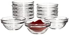 Vikko Mini Glass Dipping Sauce Cups, Set of 12 Tiny Pinch Bowls for Cooking & Dipping, Stackable Prep Bowls