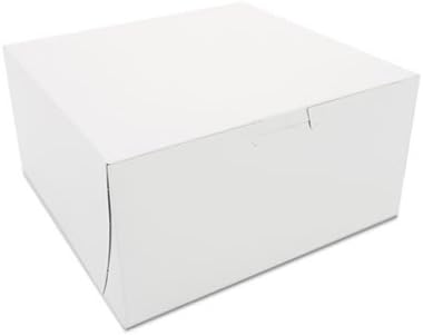 Southern Champion Tray 0941 Premium Clay-Coated Kraft Paperboard White Non-Window Lock Corner Bakery Box, 8" Length x 8" Width x 4" Height (Case of 250)