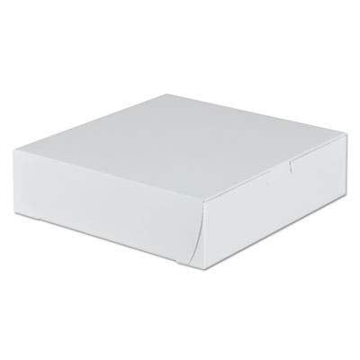 Southern Champion Tray 0953 Premium Clay-Coated Kraft Paperboard White Non-Window Lock Corner Bakery Box, 9" Length x 9" Width x 2.5" Height (Case of 250)