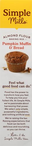 Simple Mills Almond Flour Baking Mix, Pumpkin Muffin & Bread Mix - Gluten Free, Plant Based, Paleo Friendly, 9 Ounce (Pack of 2)