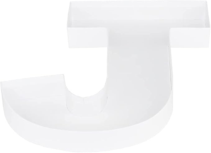 WENPACK 12.5" Cardboard Letter Shaped Mache Decorative Strawberries Fillable Sweets Candy Box with Clear Lid (White, J)