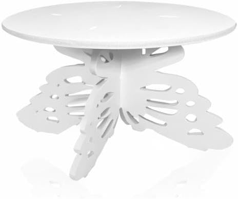 AOCEAN 12 Inch Butterfly Cake Stand, White PVC Butterfly Cake Holder Centerpiece for Birthday Wedding Baby Shower, Round Cupcake Dessert Stand for Party Table Decor